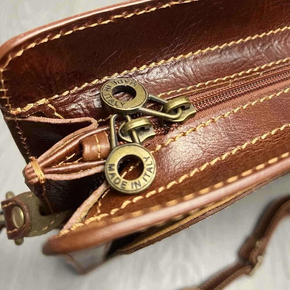 L'impero del cuoio Messenger Bag Brown Leather Made in Italy Men Women Office